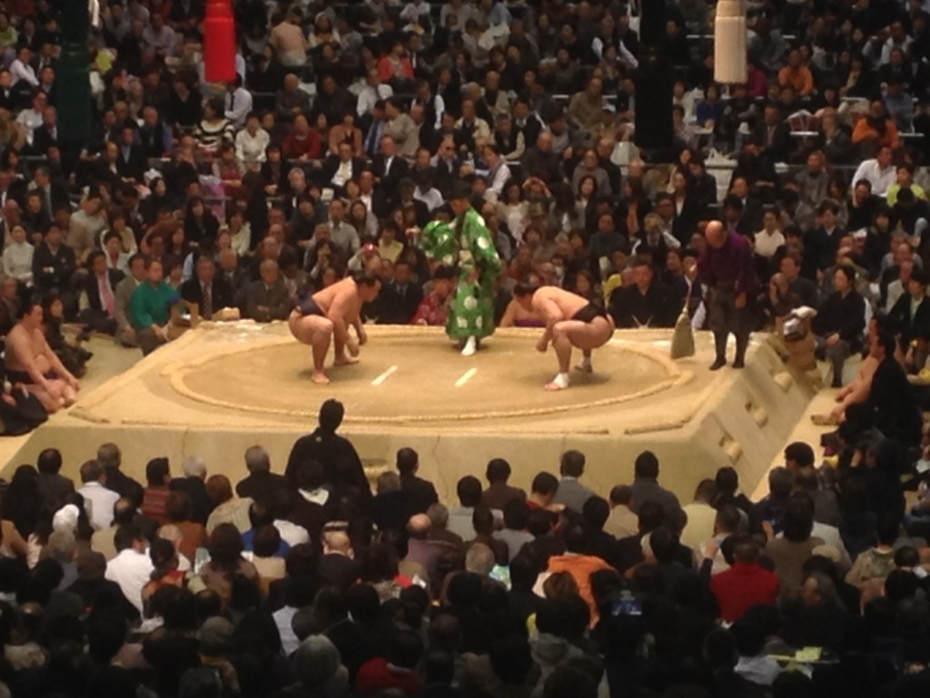 The final sumo bout on day 12 in Osaka