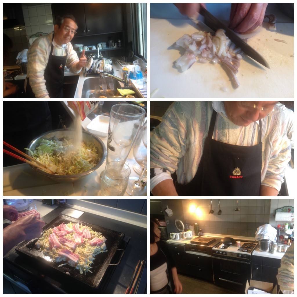 Toshi preparing his Okonomiyaki