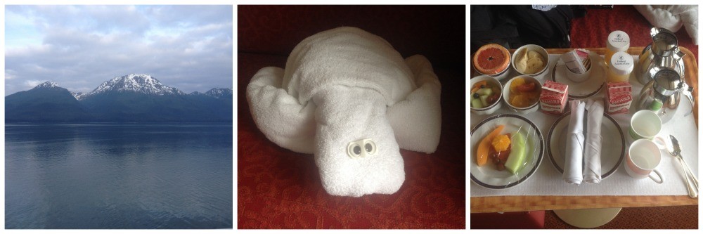 Towel art on MS Oosterdam with room service breakfast 