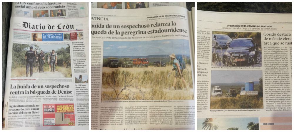 Newspaper from León front page about the Camino