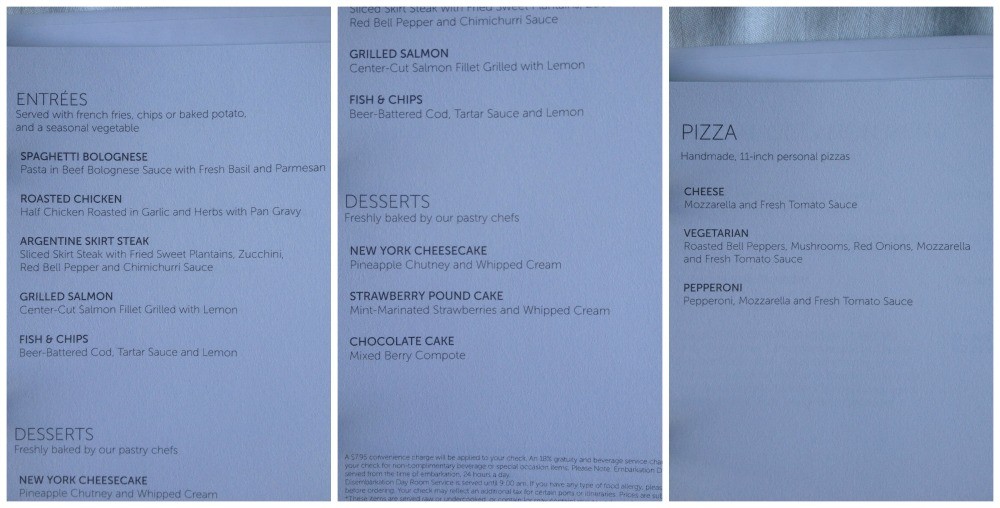 Room service menu #3