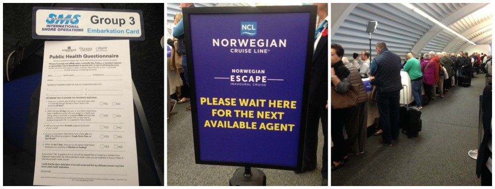 Standard public health questionaire, before check-in for Norwegian Escape Inaugural cruise