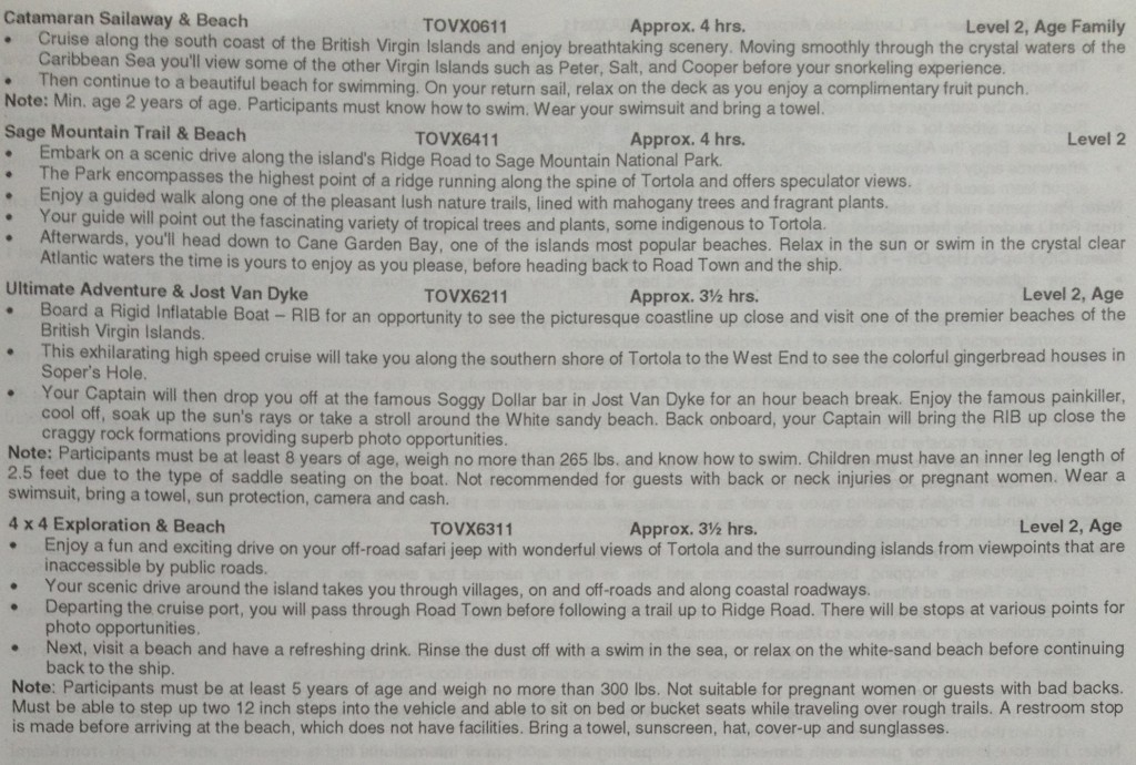 detailed tour descriptions for Tortola