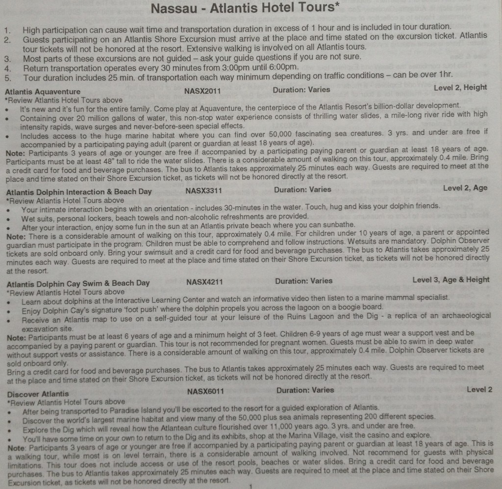 detailed tour descriptions for Nassau