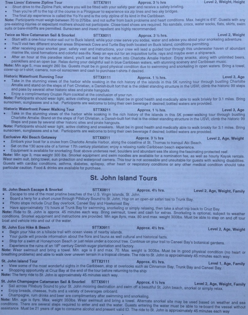 detailed tour descriptions for St. Thomas