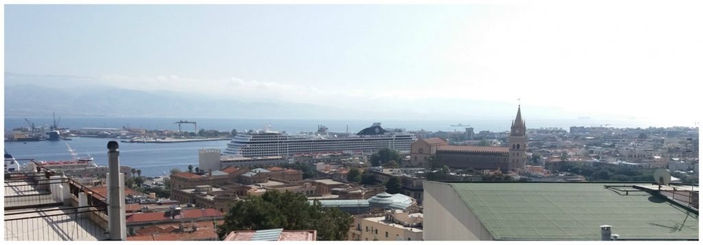 MSC Poesia in Messina with the cathedral of Messina