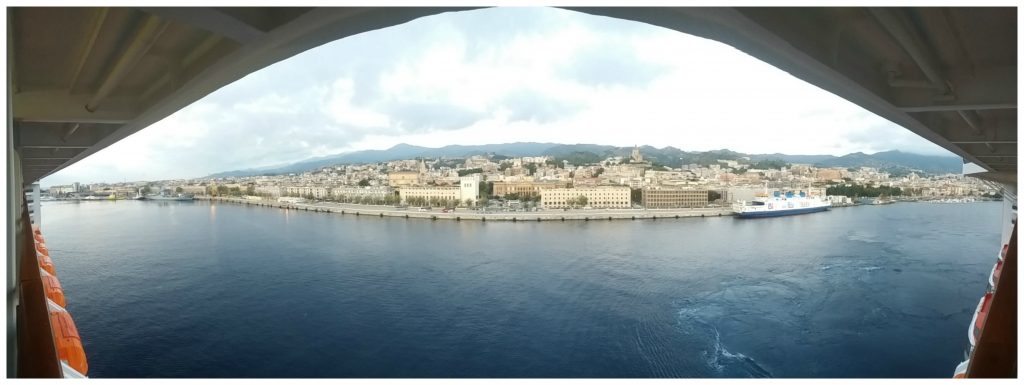 Panorama from Messina as we ease towards the dockside