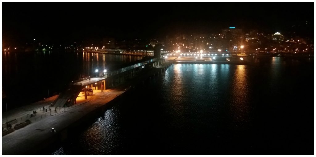 The Palma cruise port at night