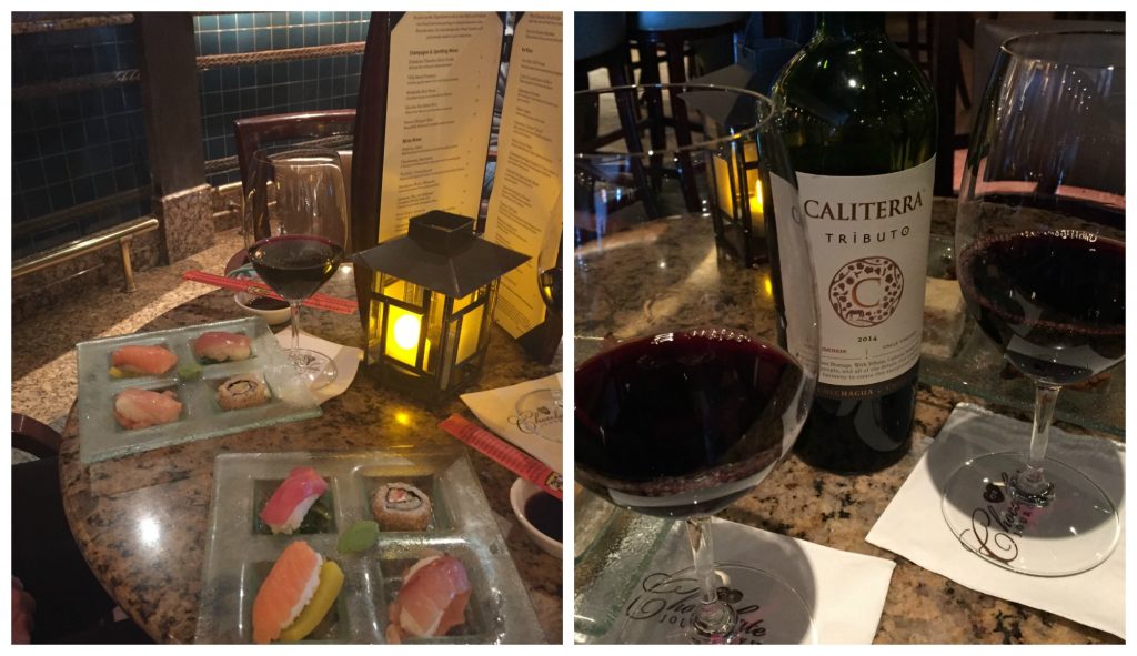 Wine & sushi in Vines on Crown Princess