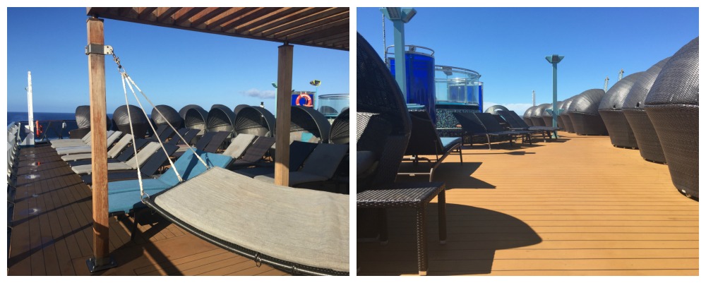 Pods & sun loungers at Serenity on Carnival Legend